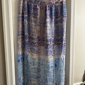 Blue and Pink Patterned Women's Maxi Skirt